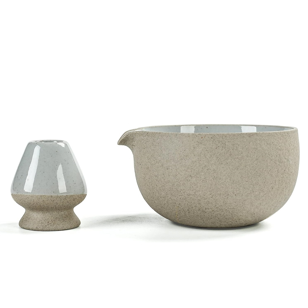 TEANAGOO Japanese Natural Rock Texture Matcha Bowl (Pouring Spout) with