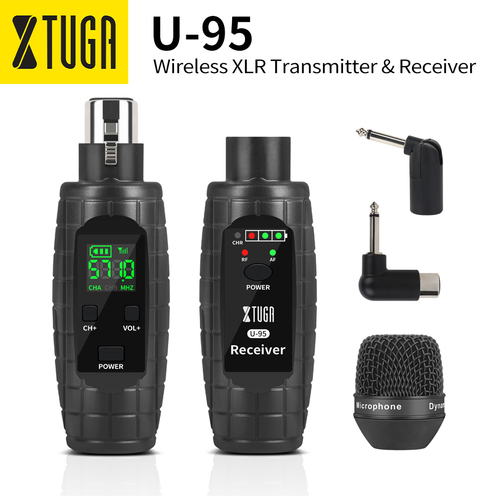 XTUGA U95 Wireless XLR Transmitter and Receiver UHF Wireless Guitar Transmitter Receiver with