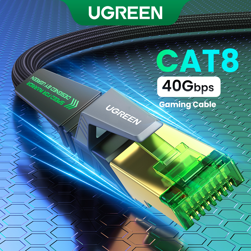 Câble Ethernet Cat 8 - UGREEN - 5M - 40Gbps - 600MHz - Nylon Tressé - Informatique