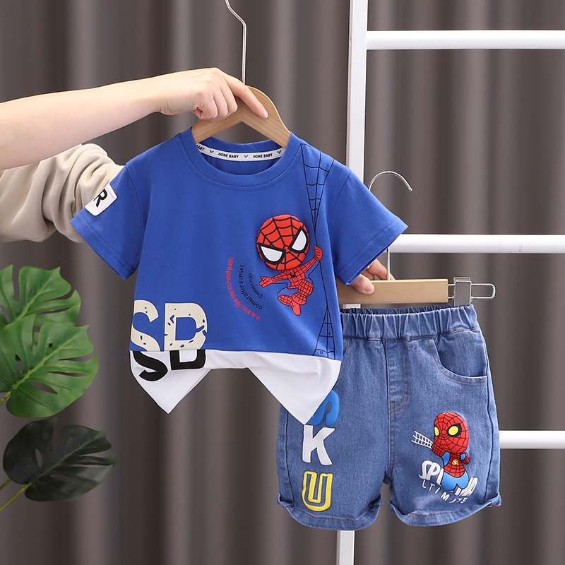 Summer Children Clothes 3/4 Sleeve Shirt Pants 2PCS Cartoon