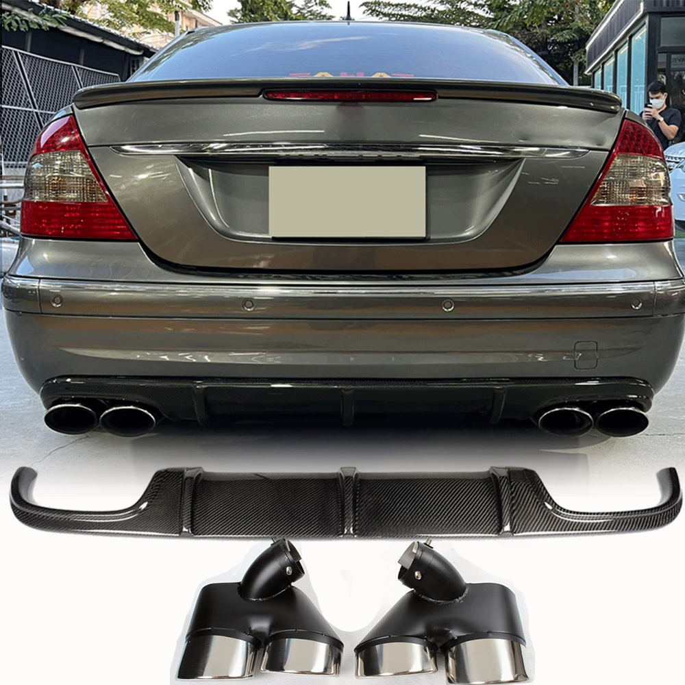 E Class Carbon Fiber rear bumper lip diffuser for Mercedes Benz W211