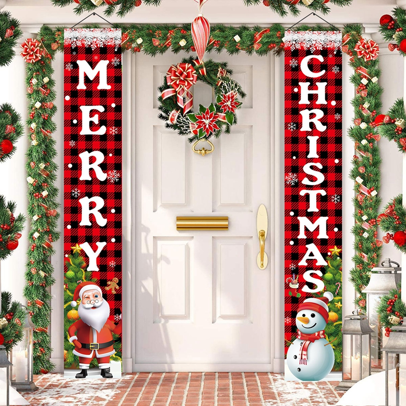 30*180cm Christmas Door Curtain Merry Christmas Banner Polyester ...