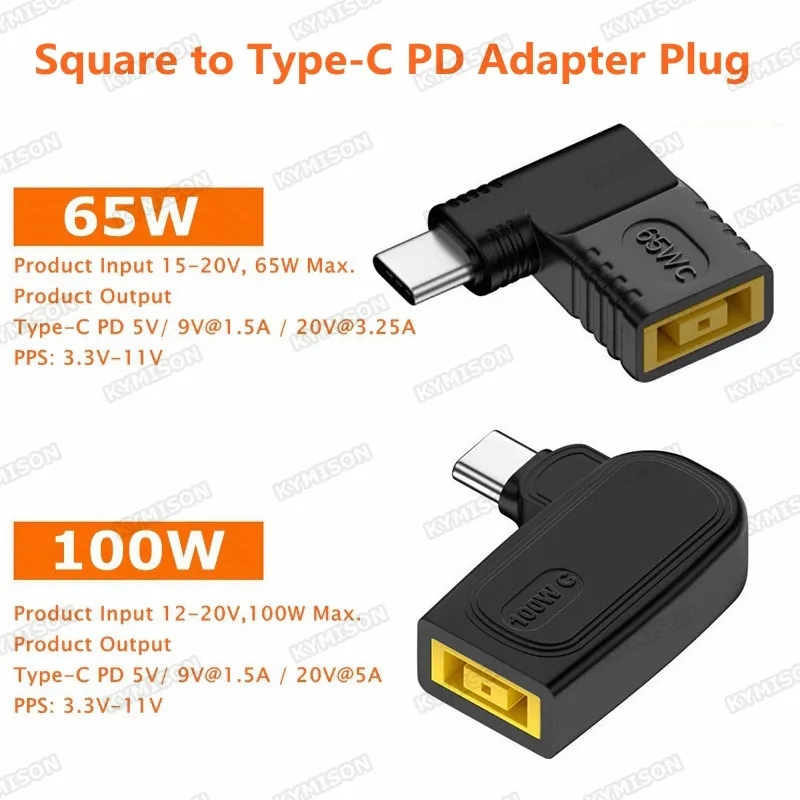 65W 100W PD Converter Lenovo Square to USB Type C Power Charging ...