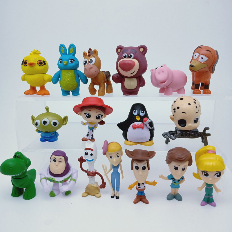 17Pcs/Set Disney Anime Toy Story Figure Woody Buzz Lightyear Jessie Forky Hamm Rex Aliens Ducky