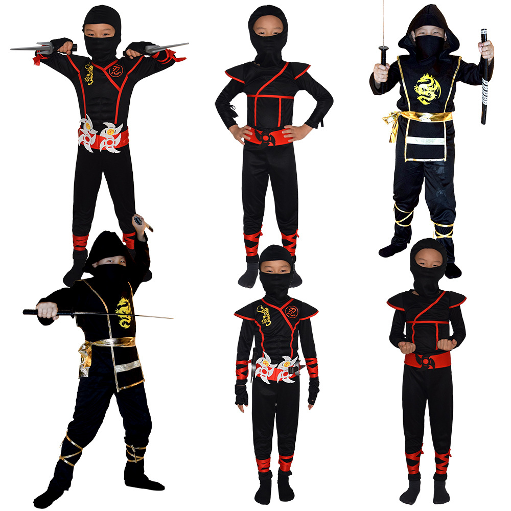 Halloween Ninja Suit Cosplay Suit For Kids Carnival Party Black Shadow