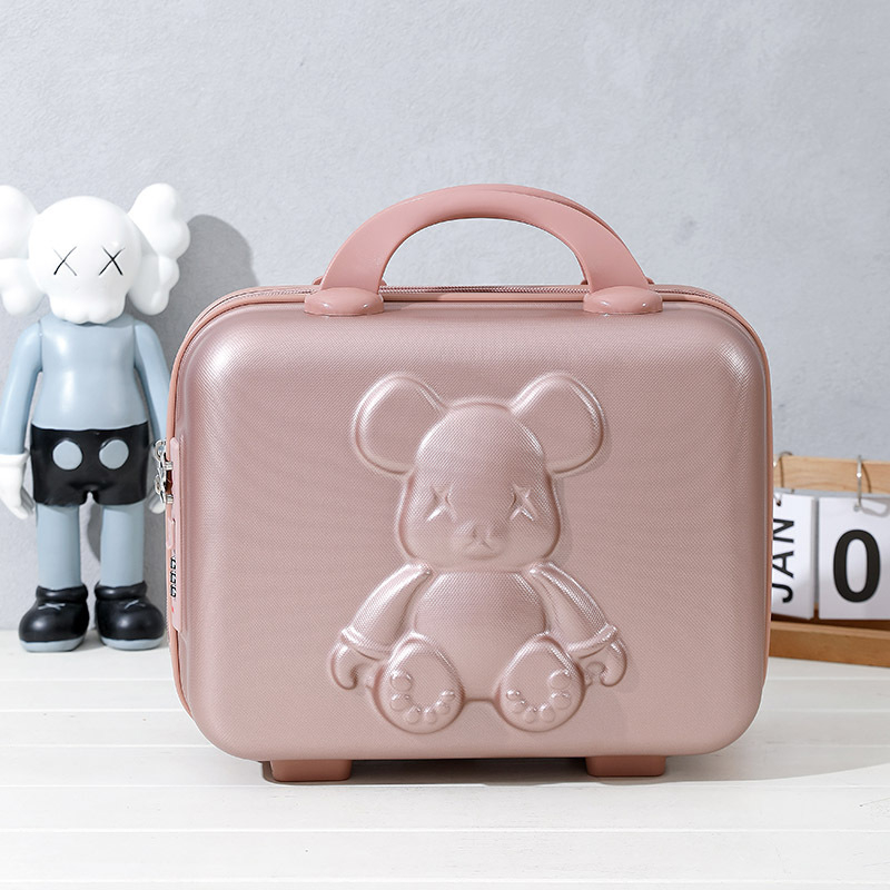 14inch Portable 3D Bear Suitcase Hand Luggage Makeup Zipper Password Lock Travel Bag Kid Cartoon