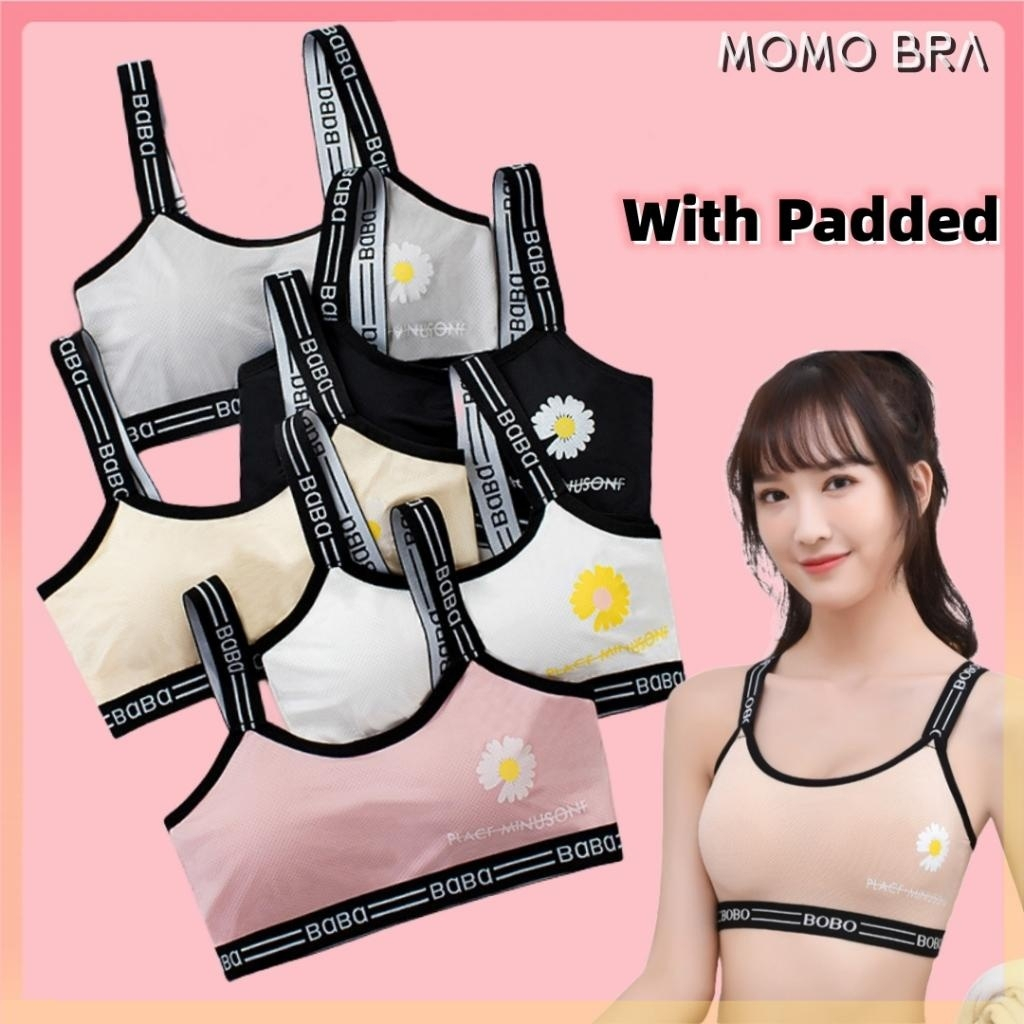 MOMO 10-16 Y Teenager Girls Training Bra Cotton Girl Bra Top Skin-friendly  Lingerie Vest Camisole Sports Bra