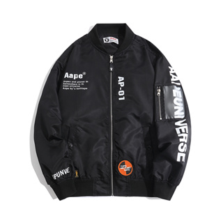 A BATHING APE x Undefeated Coat BAPE Long Sleeve Mlb baseball jacket Men  Women Black Stand collar High Quality Zipper