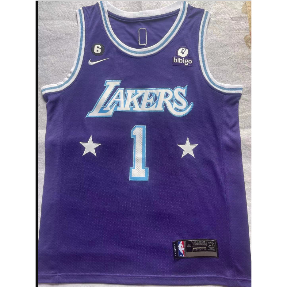 2023 star purple Los Angeles Lakers 1 D'Angelo Russell embroidery
