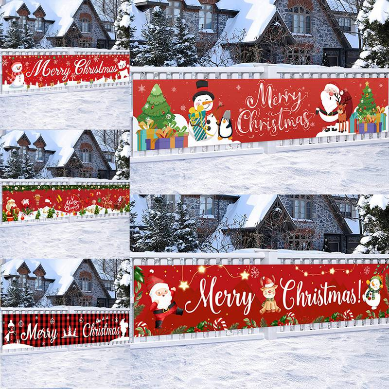 40x200cm Merry Christmas Banner Large Xmas Garland Sign Banners Poster ...