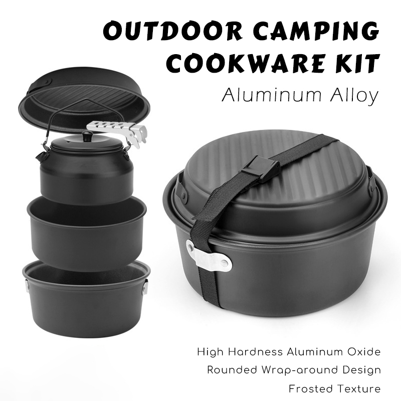 6pcs Outdoor Camping Cookware Kit Aluminum Camping Cooking Set Outdoor