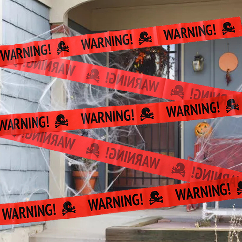 2pcs/set Halloween Warning Tape Signs Halloween Props Window Prop Party ...