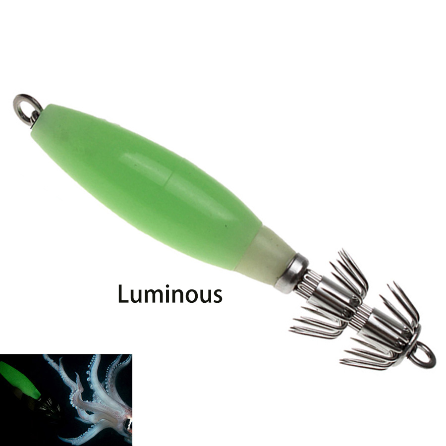 Ready Stock Luminous Squid Hook 1 Piece Out Stainless Steel Hard Fake Bait  Double Layer Loose Hook Octopus Sea Fishing Lure Bionic Rock Fishing Hook