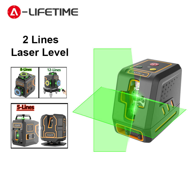 2 Lines Laser Level Green/Red Beam Self Leveling Dual-module Horizontal ...