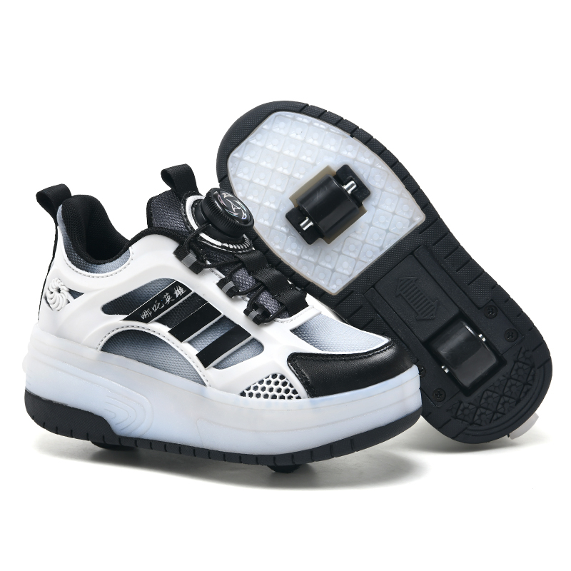 XONGT kids walking shoes with lights charging rotary buckle two wheel