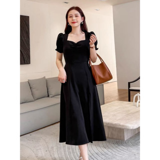 Plain black summer outlet dress