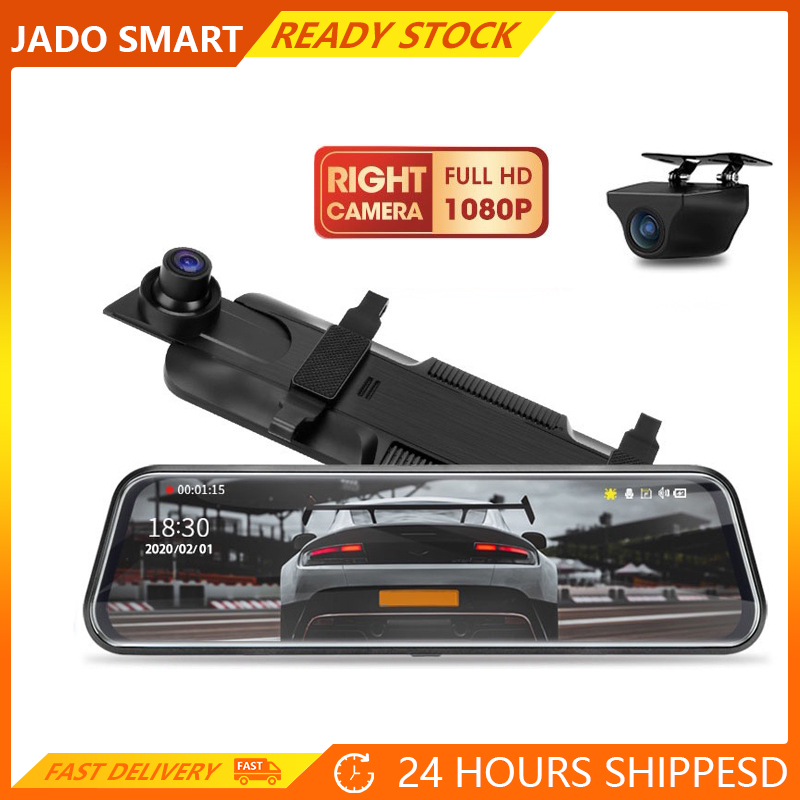 JADO 10 inch Mirror 1080P Car DVR Stream Media Super Night Vision Touch