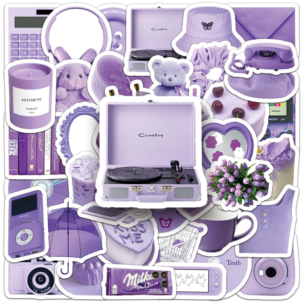 50 Piece Ins Style Vintage Purple Stickers Waterproof DIY For Laptops ...
