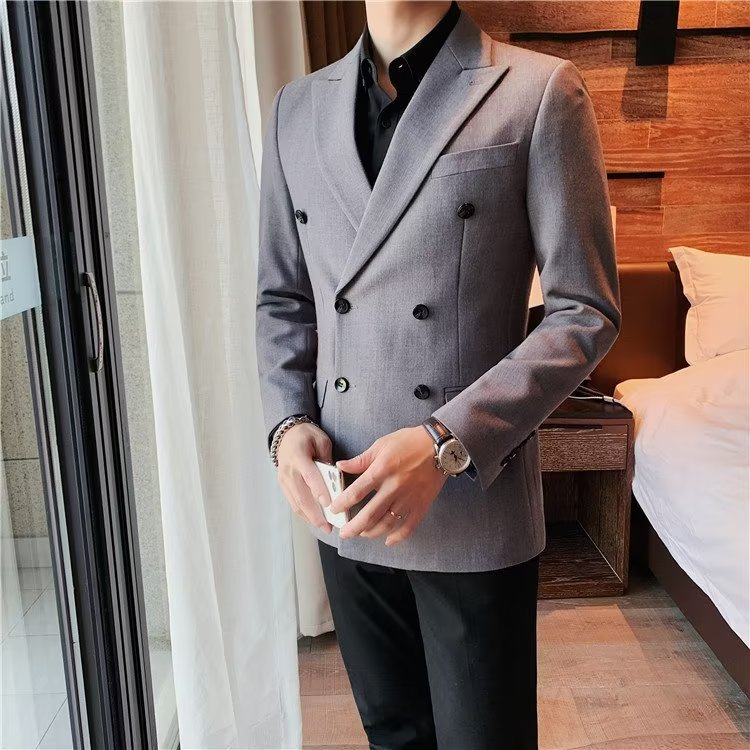Suit Men's Suit Jacket DoubleBreasted Casual Suit Jacket British Style