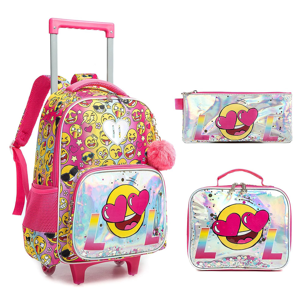 Kawaii Rolling Backpack Girls Trolley Backpack Set 16 Inch Children's