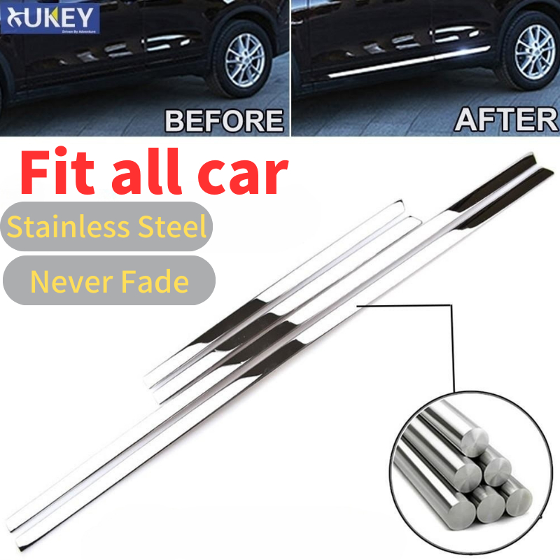 4 PCS Universal Lining Chrome Door Side Body Moulding Molding Trim