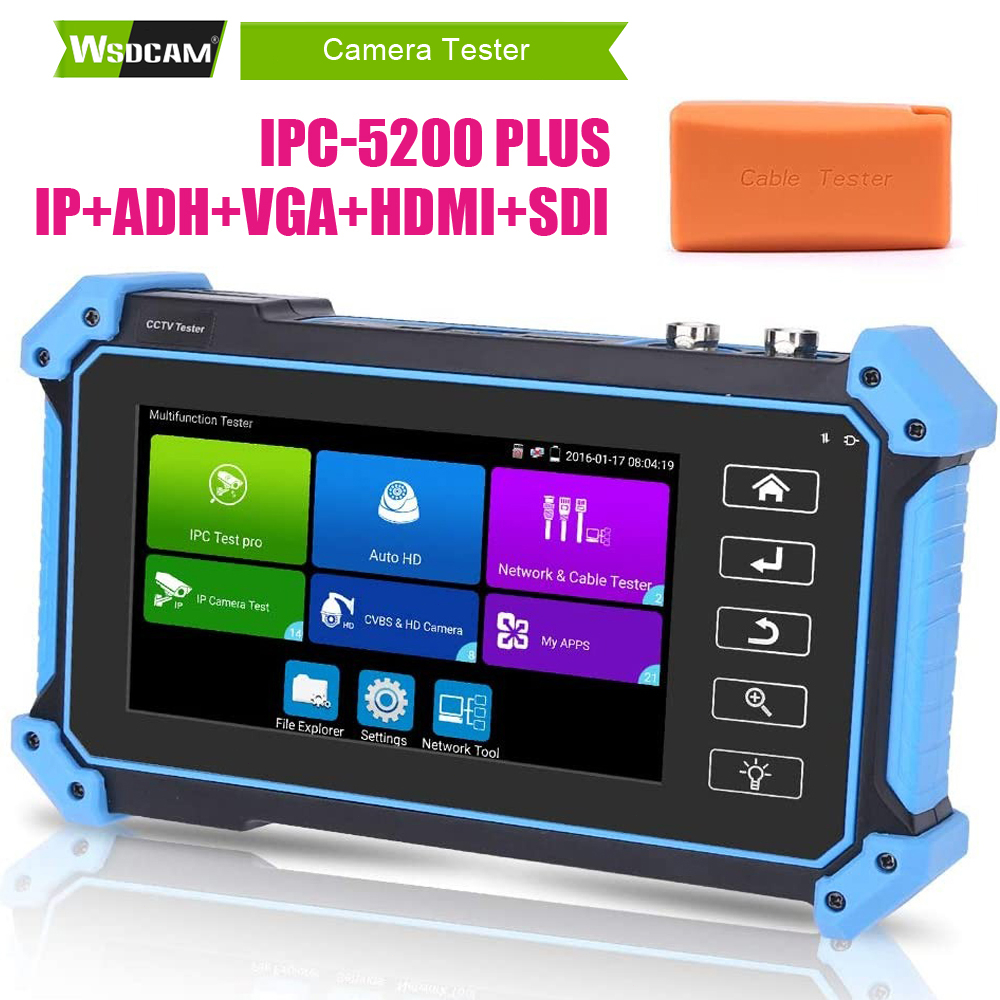 WSDCAM IPC-5200 Plus CCTV Tester 4K H.265 8MP IP CVI TVI AHD SDI Analog ...