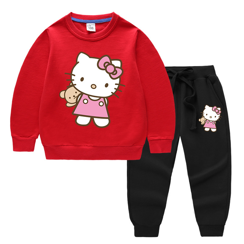 2-9 Years Hello Kitty Autumn Girls Clothing Sets Cute Cartoon Girls ...