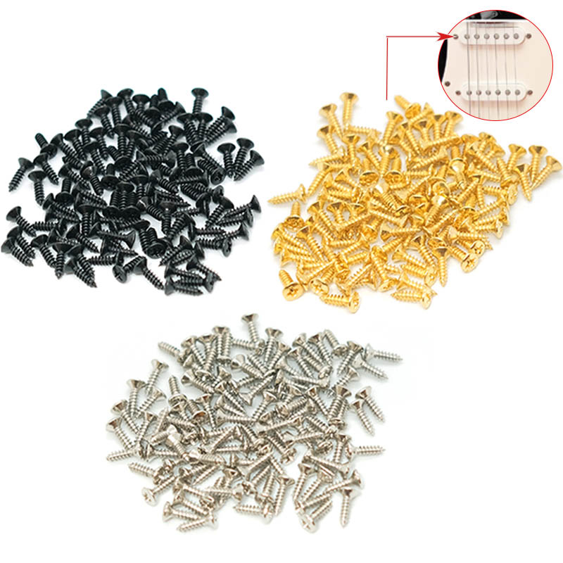 100-Pack Chrome Guitar Pickguard Screws - Stainless Steel Mounting Screws For ST TL SG LP Guitars