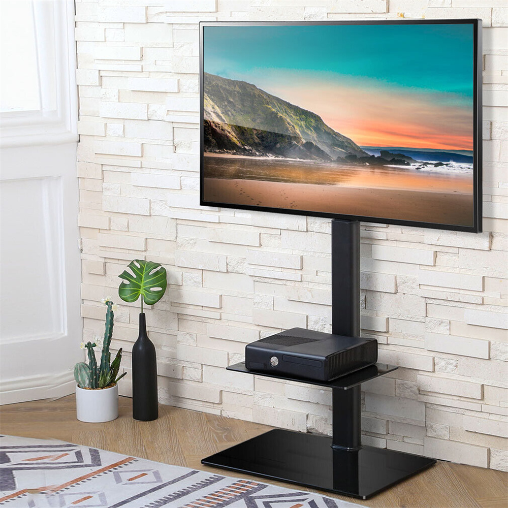 Floor TV Stand Mount Bracket with 2 tier Shelves for 32 to 65 inch TV Height Adjustable Shopee