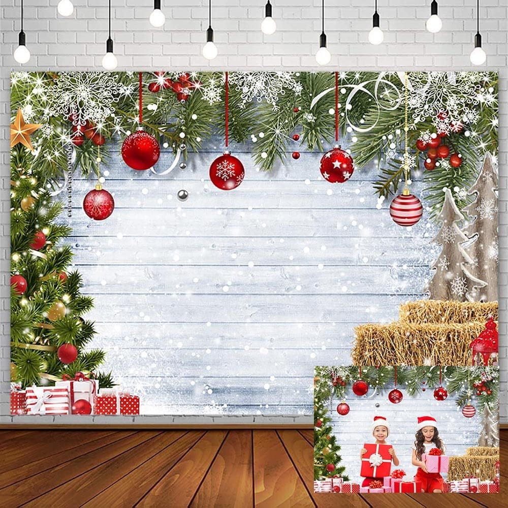 7x5ft Winter Christmas Photography Backdrop for Rustic Wood Xmas Tree ...