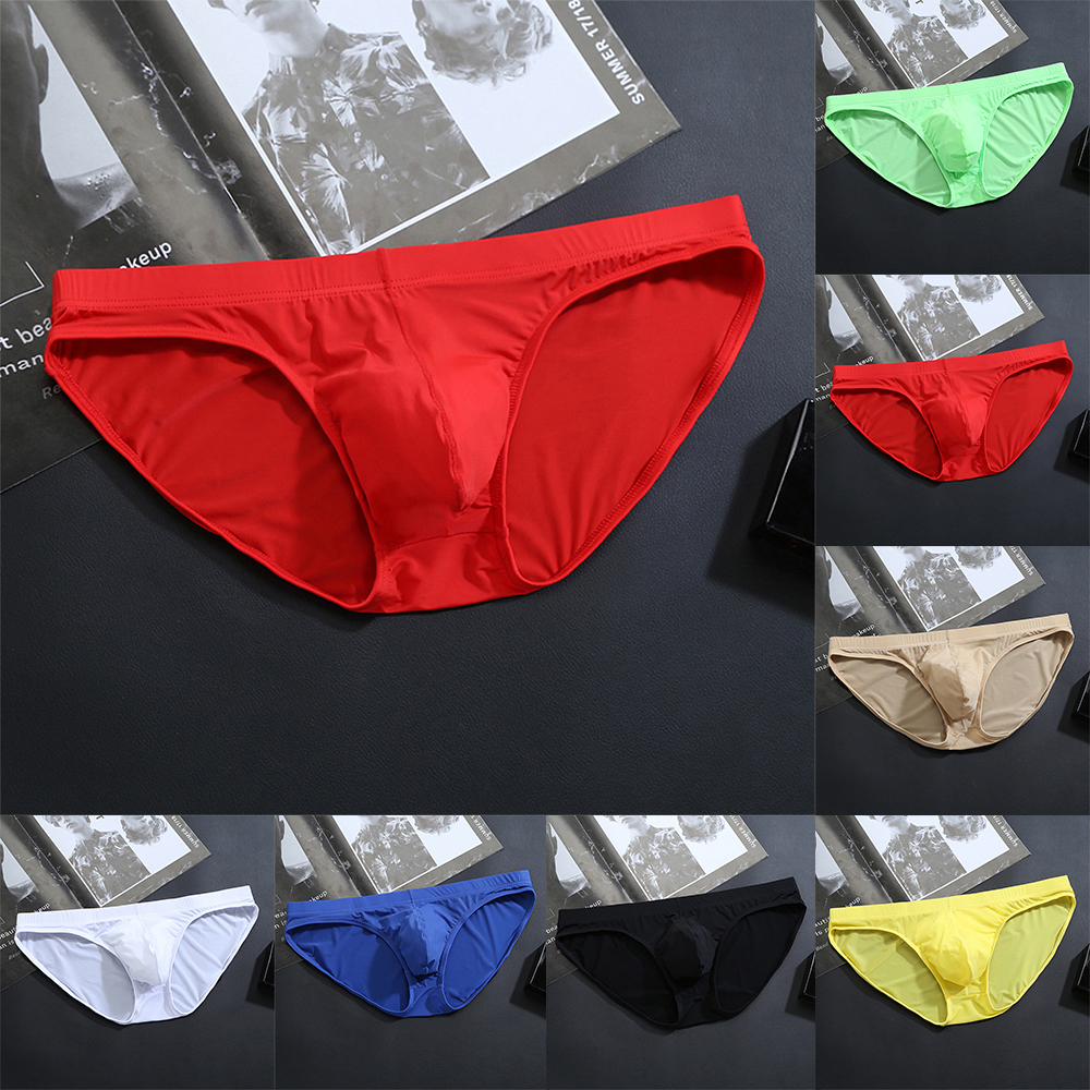 Mens Knickers Low-Waist Bulge Boxer Briefs Pouch U Convex Breathable ...