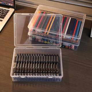 Large capacity Stationery Box Case Transparent Storage Box Pencil Marker  Pen Stationery Organizer for Office Desktop School