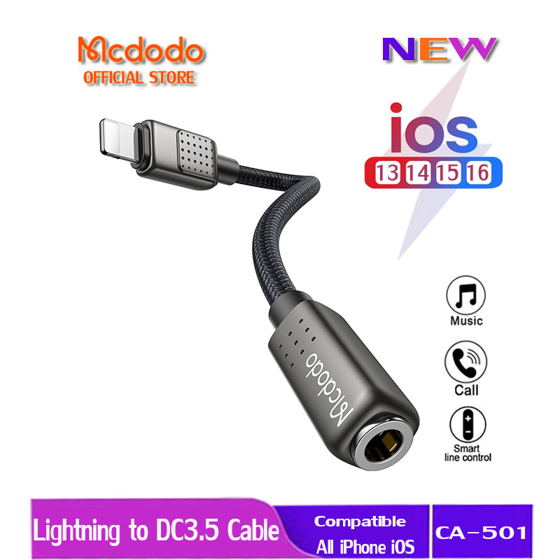 Mcdodo Lightning to 3.5 mm Headphone Jack Adapter For iPhone 14 Pro Max 13 12 11 Xr 8 7Plus CA