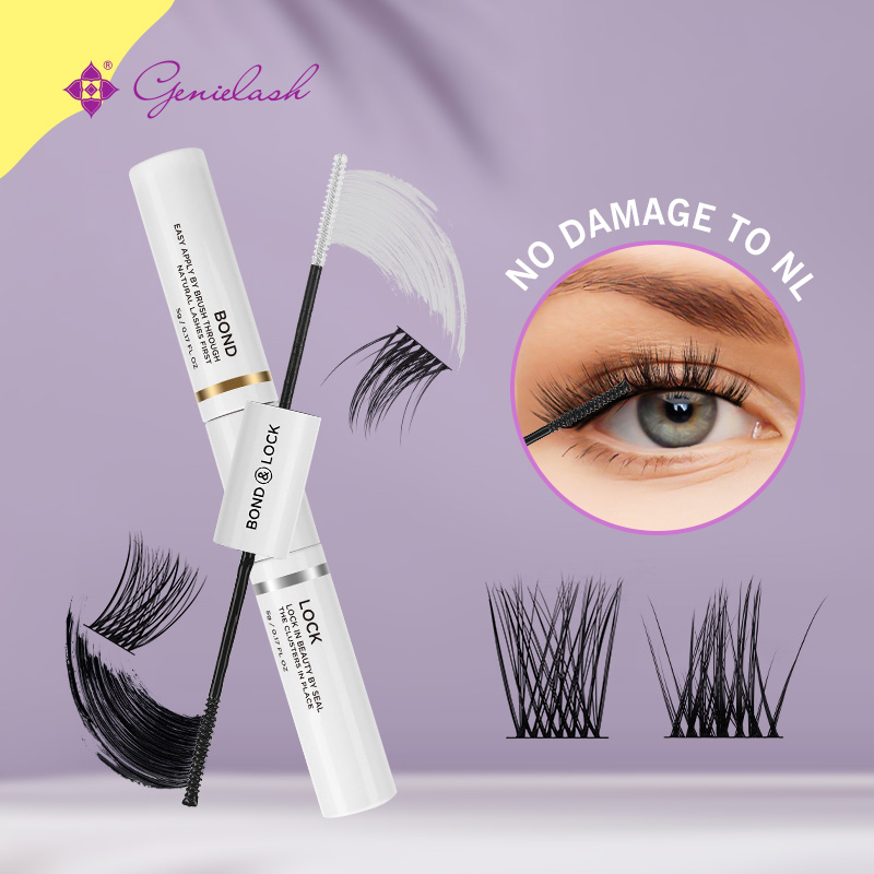 Genielash 2 in 1 Bond and Seal/Lock Eyelash Glue for Cluster Eyelash