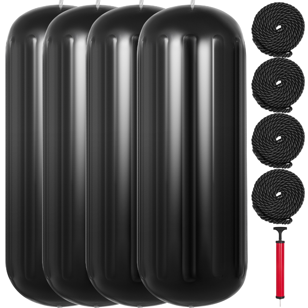 VEVOR Boat Fenders 10 x 28 inches, Vinyl Boat Fender Pack of 4, Ribbed