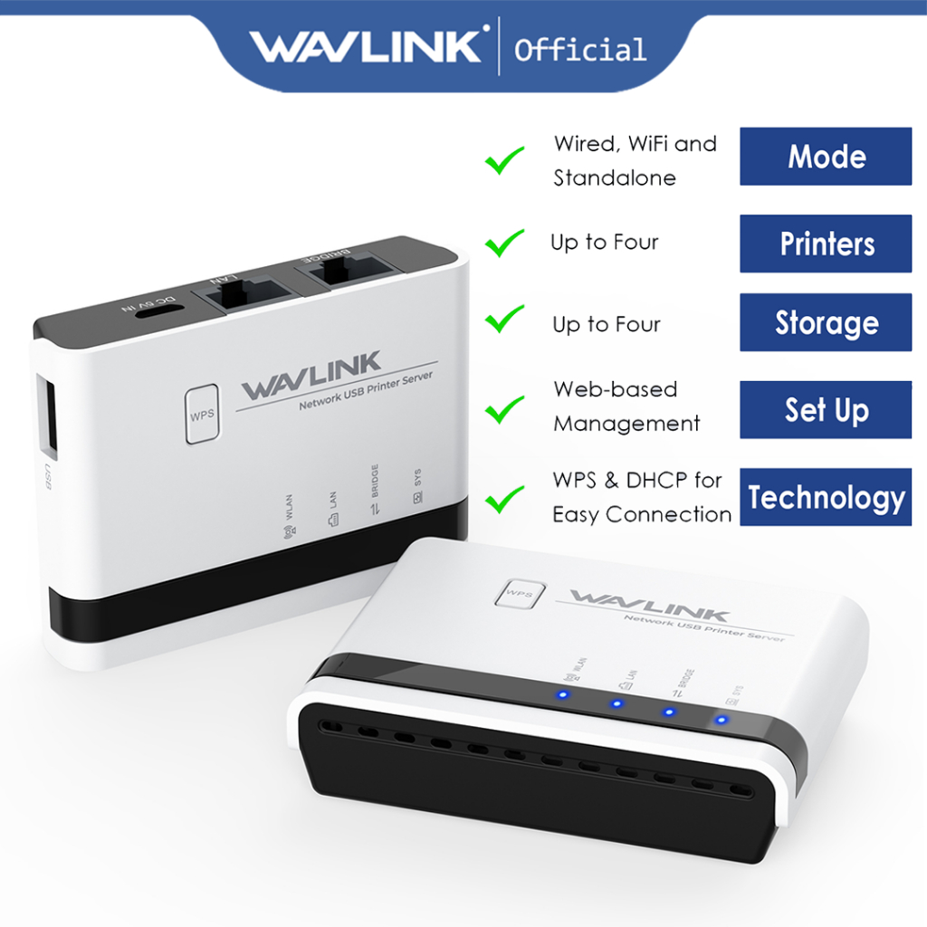 Wavlink Usb Wireless Print Server Wifi Print Server With Mbps Lan