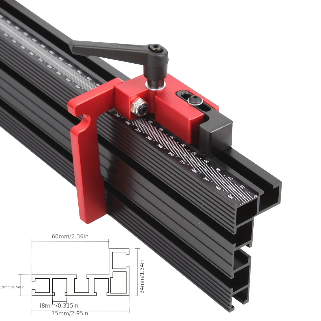 75 Type Black Aluminum Profile Router Fence W/Laser Scale TTrack Table