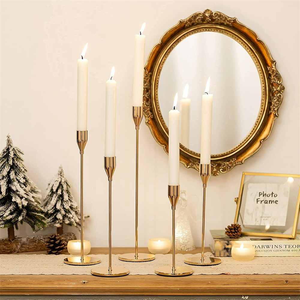 Metal Candlestick Holder Set Of 3 Accent Gold Brass Candle Stand Metal ...