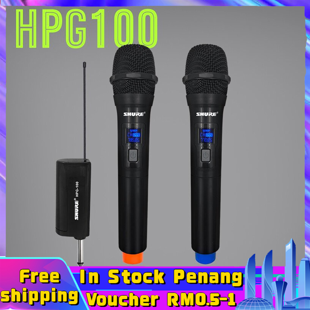 【Malaysia Spot Sale】HPG100 professional wireless microphone uhf cordless mic dual handheld