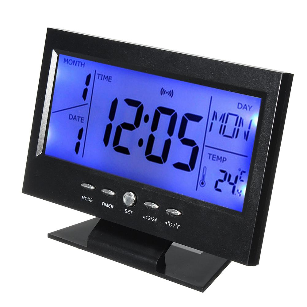 Alarm Clock Decorative Snooze Function Electronic Home Desk LCD Display ...