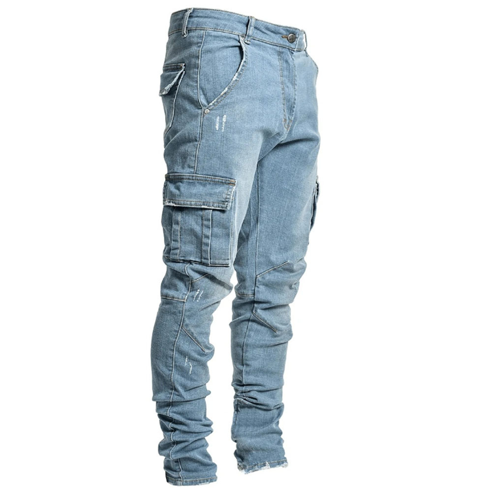 BLUE Black Patch Skinny Jeans / Strech Slim FIT Patch Denim