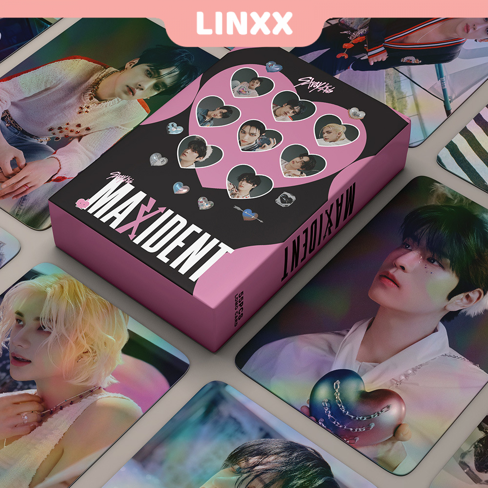 LINXX 55 Pcs StrayKids MAXlDENT Holographic Laser Card Kpop Photocards ...