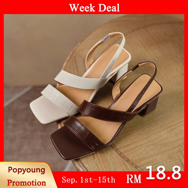 KL Local Ready Stock Sandals Women's Hight Heels Thick Wooden Hees ...