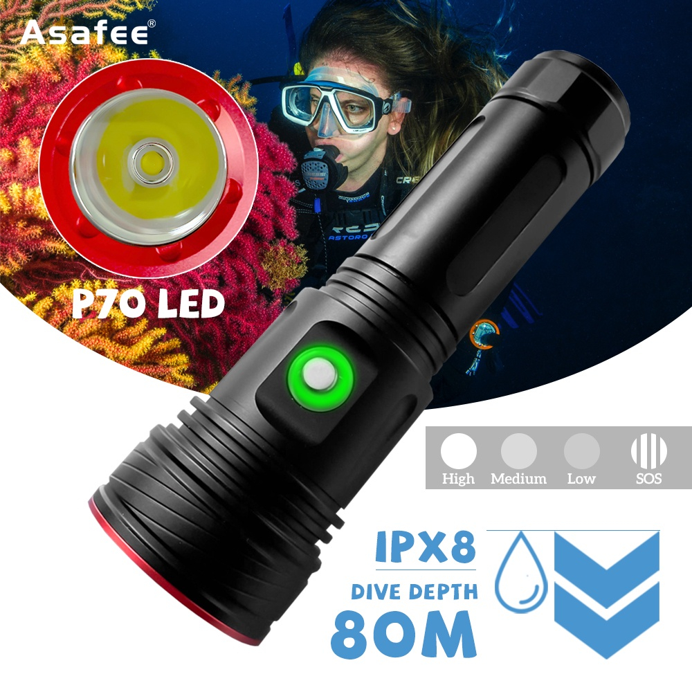 Underwater Adventure Diving Lamp AF07D P70 LED 2400LM Diving Flashlight