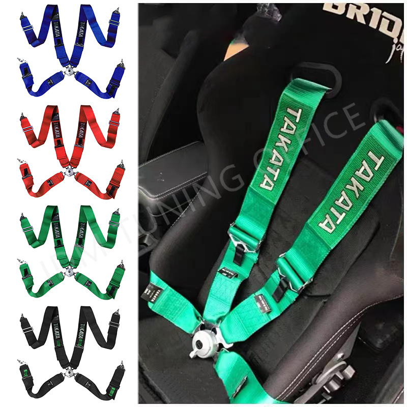 Universal Racing Seat Belt Harness With TAKATA Logo 4 Point Camlock