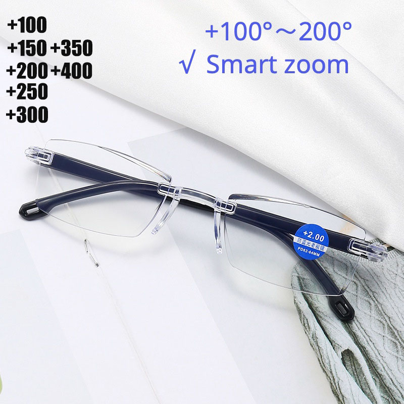 Intelligent Zoom Anti-blue Light Reading Glasses Borderless Progressive ...