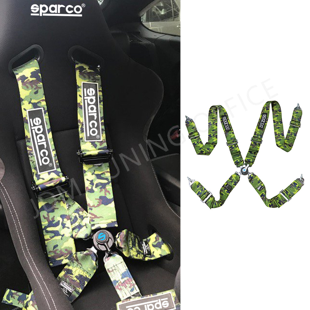 Camouflage SPARCO Style Seat Belt 4 Point 3Inch SnapOn Camlock Racing