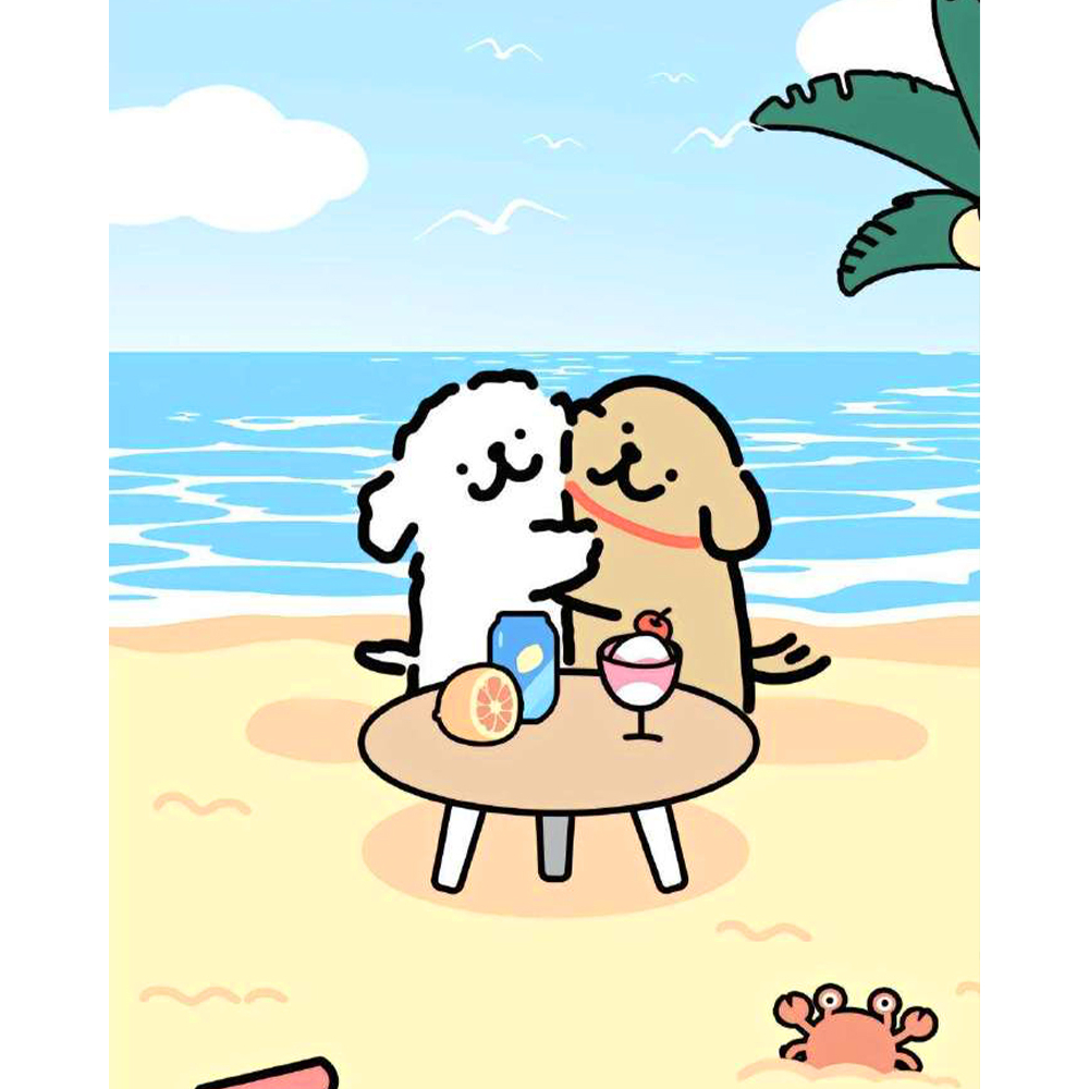 DROFE/20×30cm with frame/paint by number/Maltese Dog/line puppy/diy