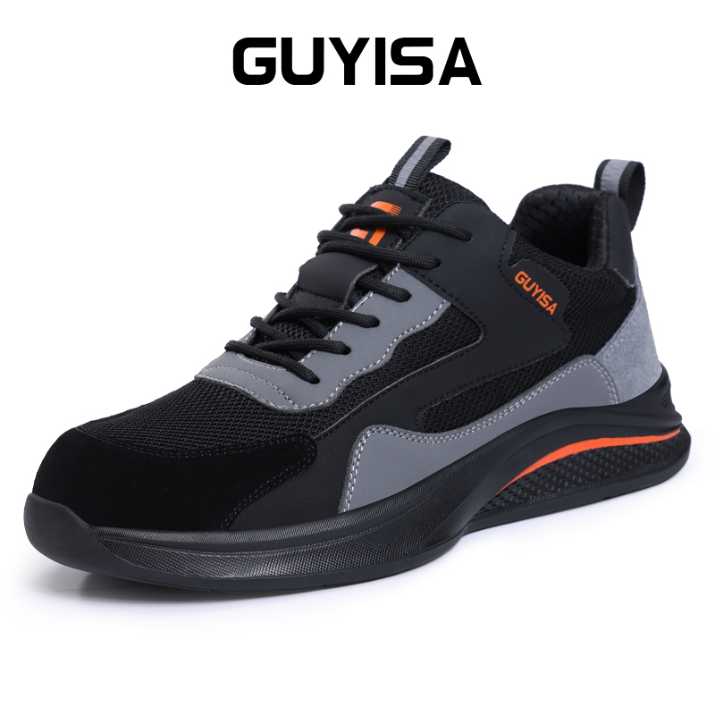 GUYISA safety shoes ventilate steel toe Anti smashing and anti stabbing