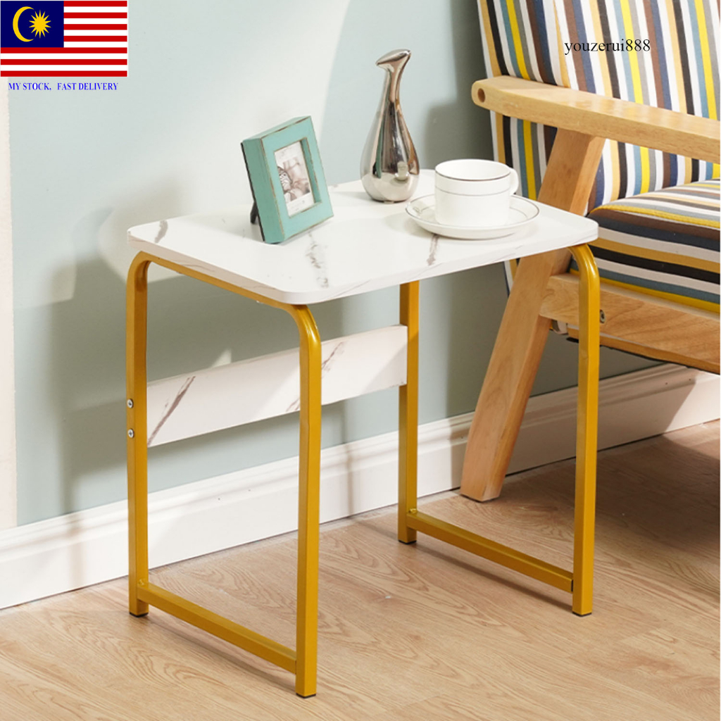[MY] Side Table White Tray Nightstand Coffee End Table for Living Room